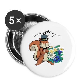 Squirrel Children Child Mountains Austria Tyrol - Buttons large 2.2''/56 mm (5-pack) - white - Front