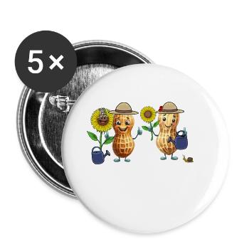 Peanut Gardener Gardening Flowers Peanuts - Buttons large 2.2''/56 mm (5-pack) - white - Front
