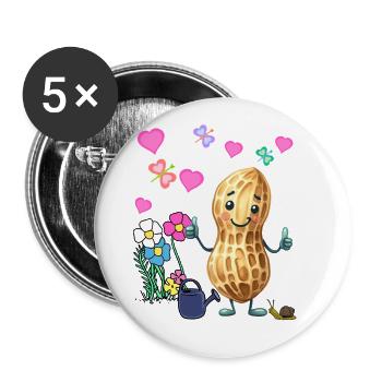 Cacahuète Printemps Jardin Fleurs Enfants - Lot de 5 grands badges (56 mm) - blanc - Devant