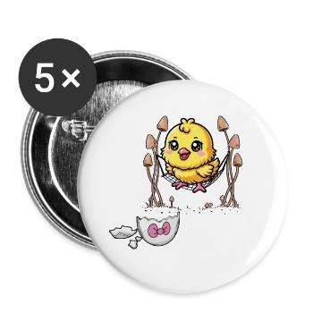 Küken Ostern Kinder Kind Eierschale Baby Huhn - Buttons groß 56 mm (5er Pack) - Weiß - Vorne