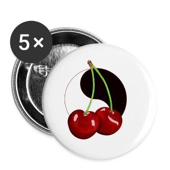 Rockabilly Retro Vintage Cherry Cherries Fruit - Buttons large 2.2''/56 mm (5-pack) - white - Front