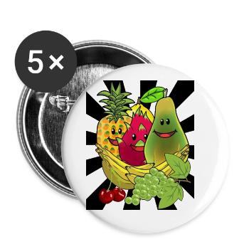 Obst Früchte Frucht Exotisch Sommerzeit Sommer - Buttons groß 56 mm (5er Pack) - Weiß - Vorne