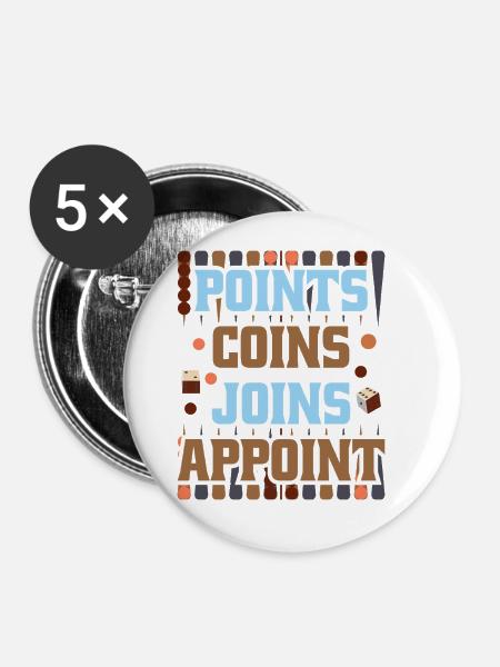Backgammon Spiel - Buttons groß 56 mm (5er Pack) - Weiß