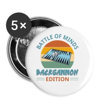 Backgammon Spiel - Buttons groß 56 mm (5er Pack) - Weiß - Vorne