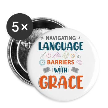 ESL-Lehrer ESL Unterricht - Buttons groß 56 mm (5er Pack) - Weiß - Vorne