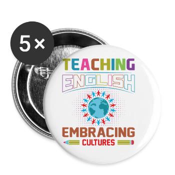 ESL-Lehrer ESL Unterricht - Buttons groß 56 mm (5er Pack) - Weiß - Vorne