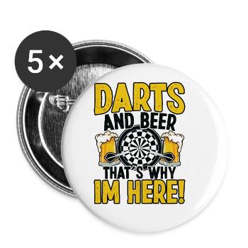 Dart Dartspieler Dartspiel Herren - Buttons groß 56 mm (5er Pack) - Weiß - Vorne