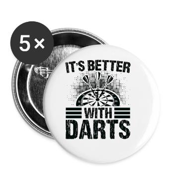 Dart Dartspieler Dartspiel Herren - Buttons groß 56 mm (5er Pack) - Weiß - Vorne