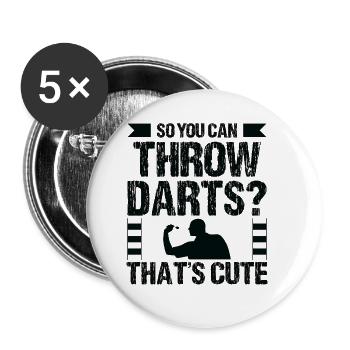 Dart Dartspieler Dartspiel Herren - Buttons groß 56 mm (5er Pack) - Weiß - Vorne