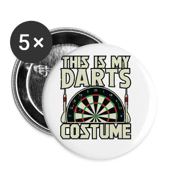 Dart Dartspieler Dartspiel Herren - Buttons groß 56 mm (5er Pack) - Weiß - Vorne