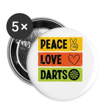 Dart Dartspieler Dartspiel Herren - Buttons groß 56 mm (5er Pack) - Weiß - Vorne