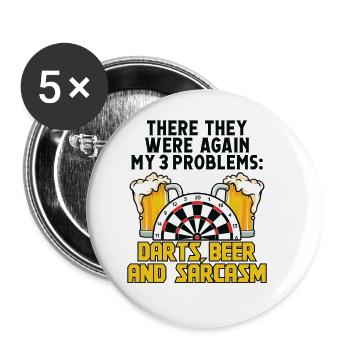 Dart Dartspieler Dartspiel Herren - Buttons groß 56 mm (5er Pack) - Weiß - Vorne