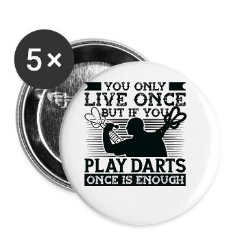 Dart Dartspieler Dartspiel Herren - Buttons groß 56 mm (5er Pack) - Weiß - Vorne