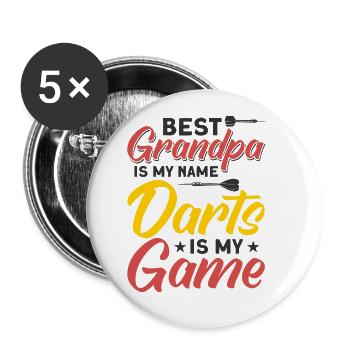 Dart Dartspieler Dartspiel Herren - Buttons groß 56 mm (5er Pack) - Weiß - Vorne