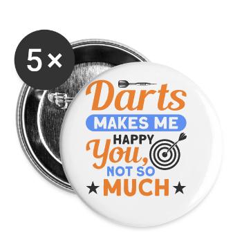 Dart Dartspieler Dartspiel Herren - Buttons groß 56 mm (5er Pack) - Weiß - Vorne