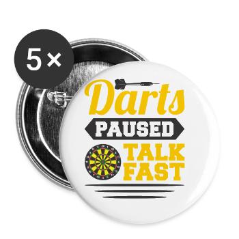 Dart Dartspieler Dartspiel Herren - Buttons groß 56 mm (5er Pack) - Weiß - Vorne
