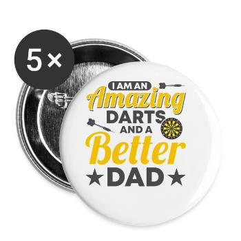 Dart Dartspieler Dartspiel Herren - Buttons groß 56 mm (5er Pack) - Weiß - Vorne