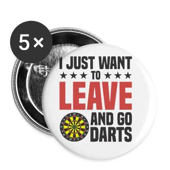 Dart Dartspieler Dartspiel Herren - Buttons groß 56 mm (5er Pack) - Weiß - Vorne