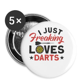 Dart Dartspieler Dartspiel Herren - Buttons groß 56 mm (5er Pack) - Weiß - Vorne