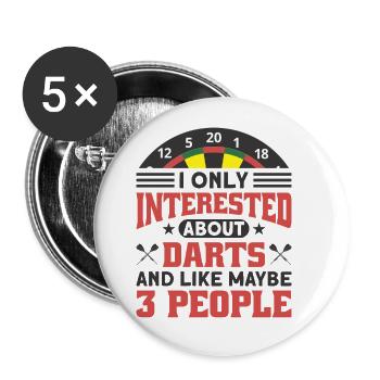 Dart Dartspieler Dartspiel Herren - Buttons groß 56 mm (5er Pack) - Weiß - Vorne