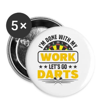 Dart Dartspieler Dartspiel Herren - Buttons groß 56 mm (5er Pack) - Weiß - Vorne