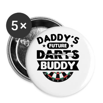 Dart Dartspieler Dartspiel Herren - Buttons groß 56 mm (5er Pack) - Weiß - Vorne