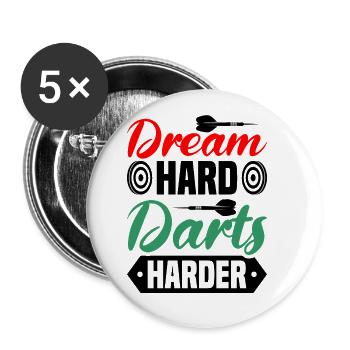 Dart Dartspieler Dartspiel Herren - Buttons groß 56 mm (5er Pack) - Weiß - Vorne