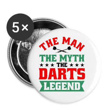 Dart Dartspieler Dartspiel Herren - Buttons groß 56 mm (5er Pack) - Weiß - Vorne