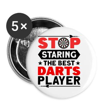 Dart Dartspieler Dartspiel Herren - Buttons groß 56 mm (5er Pack) - Weiß - Vorne