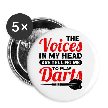 Dart Dartspieler Dartspiel Herren - Buttons groß 56 mm (5er Pack) - Weiß - Vorne