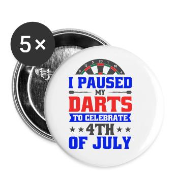 Dart Dartspieler Dartspiel Herren - Buttons groß 56 mm (5er Pack) - Weiß - Vorne