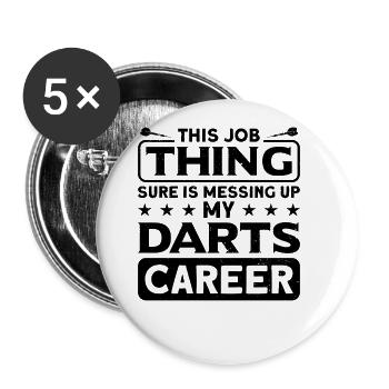 Dart Dartspieler Dartspiel Herren - Buttons groß 56 mm (5er Pack) - Weiß - Vorne