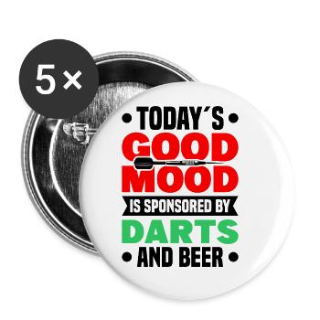 Dart Dartspieler Dartspiel Herren - Buttons groß 56 mm (5er Pack) - Weiß - Vorne