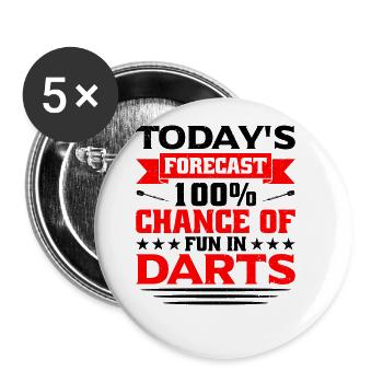 Dart Dartspieler Dartspiel Herren - Buttons groß 56 mm (5er Pack) - Weiß - Vorne