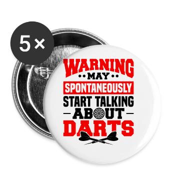 Dart Dartspieler Dartspiel Herren - Buttons groß 56 mm (5er Pack) - Weiß - Vorne