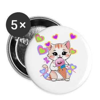 Child Kids Toddlers Baby Cat Cats Cream - Buttons large 2.2''/56 mm (5-pack) - white - Front