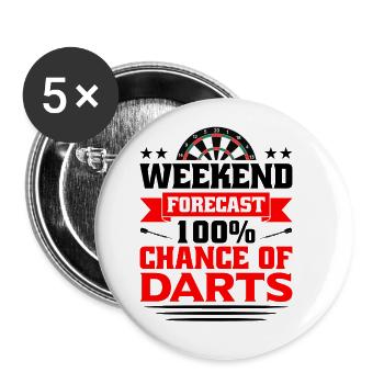 Dart Dartspieler Dartspiel Herren - Buttons groß 56 mm (5er Pack) - Weiß - Vorne