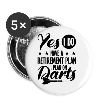 Dart Dartspieler Dartspiel Herren - Buttons groß 56 mm (5er Pack) - Weiß - Vorne