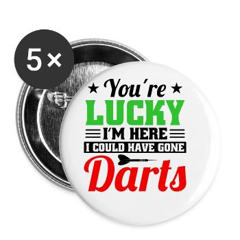 Dart Dartspieler Dartspiel Herren - Buttons groß 56 mm (5er Pack) - Weiß - Vorne