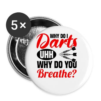 Dart Dartspieler Dartspiel Herren - Buttons groß 56 mm (5er Pack) - Weiß - Vorne