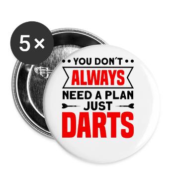 Dart Dartspieler Dartspiel Herren - Buttons groß 56 mm (5er Pack) - Weiß - Vorne