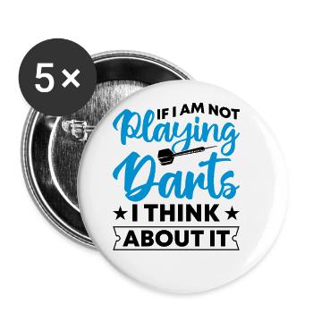 Dart Dartspieler Dartspiel Herren - Buttons groß 56 mm (5er Pack) - Weiß - Vorne