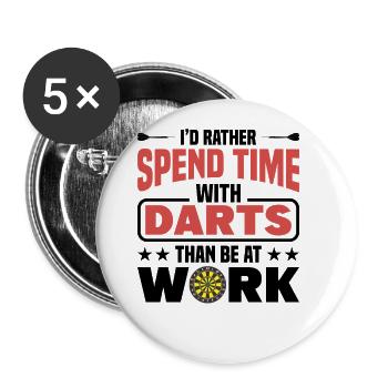 Dart Dartspieler Dartspiel Herren - Buttons groß 56 mm (5er Pack) - Weiß - Vorne
