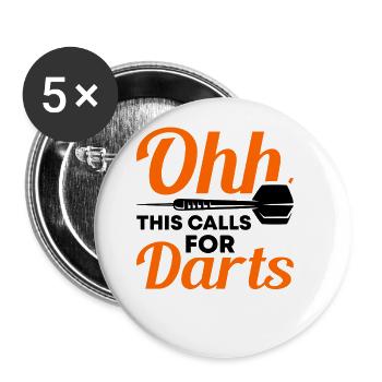 Dart Dartspieler Dartspiel Herren - Buttons groß 56 mm (5er Pack) - Weiß - Vorne