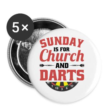 Dart Dartspieler Dartspiel Herren - Buttons groß 56 mm (5er Pack) - Weiß - Vorne