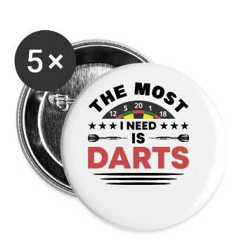 Dart Dartspieler Dartspiel Herren - Buttons groß 56 mm (5er Pack) - Weiß - Vorne