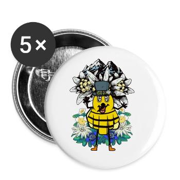 Bee Tyrol Tyrolean Honik Beekeeper Flower Mountains Mountain - Buttons large 2.2''/56 mm (5-pack) - white - Front