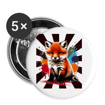 Fuchs Füchse Kinder Kind - Buttons groß 56 mm (5er Pack) - Weiß - Vorne