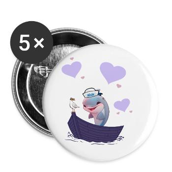 Dolphin Boat Fish Fish Kids Child - Buttons large 2.2''/56 mm (5-pack) - white - Front