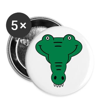 alligator - Lot de 5 grands badges (56 mm) - blanc - Devant